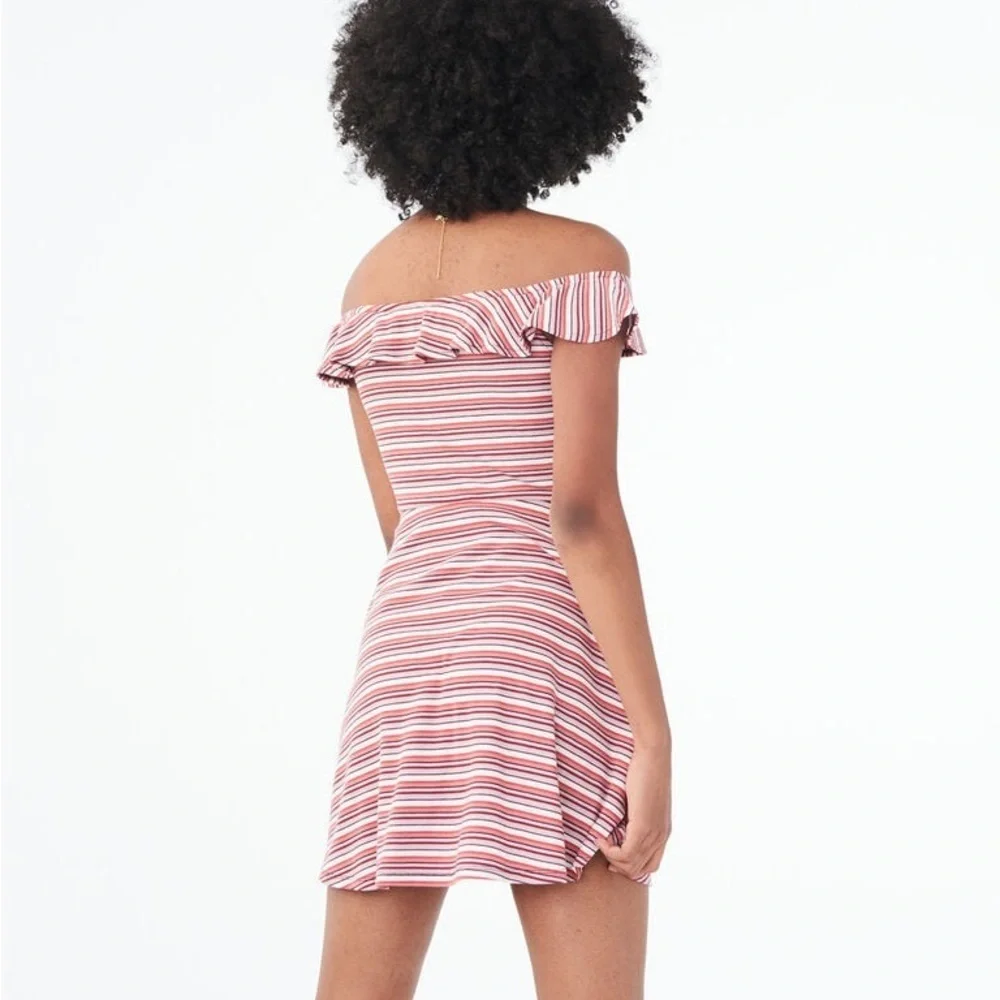 AEROPOSTALE Striped V-Wire Off-The-Shoulder Fit & Flare Mini Dress Size Small - Picture 10 of 12